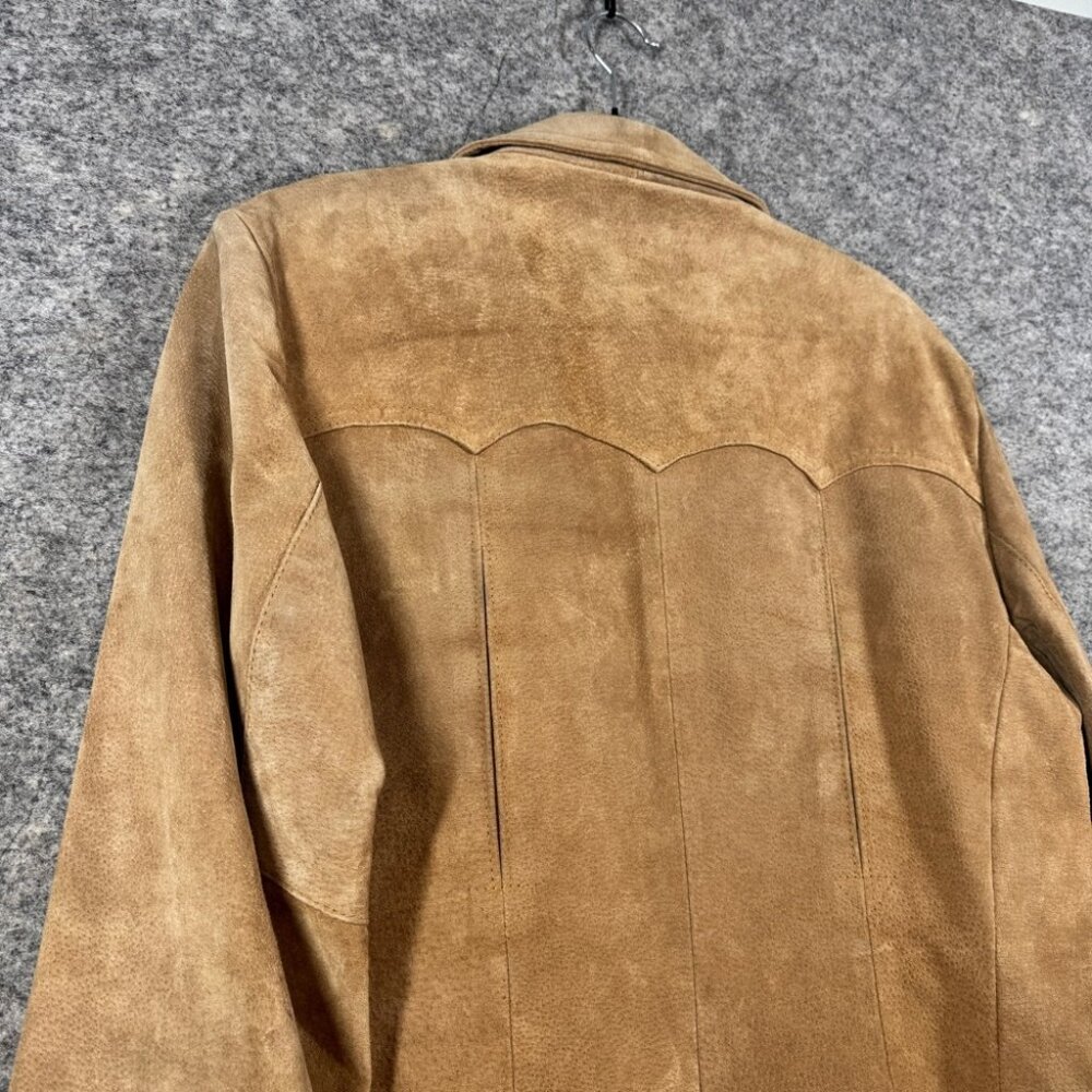 Vintage American West Suede Leather Blazer Tan Western Jacket Rodeo Festival - Picture 15 of 16